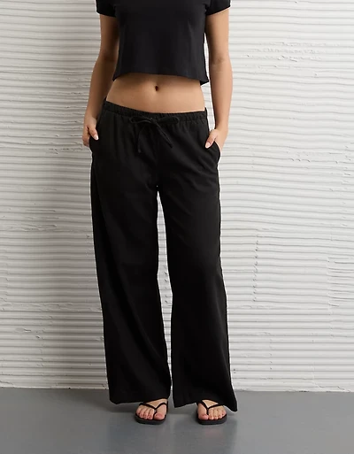 AE Stretch Low-Rise Linen-Blend Pull-On Pant