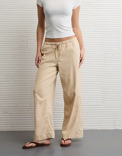 AE Stretch Low-Rise Linen-Blend Pull-On Pant