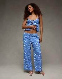 Pantalon en mélange de lin à taille moyenne AE