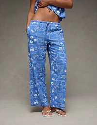 Pantalon en mélange de lin à taille moyenne AE