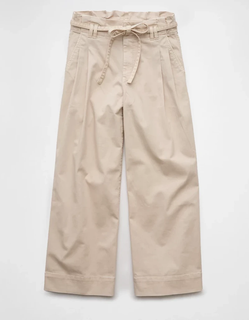 AE Stretch Paperbag Wide-Leg Crop Pant