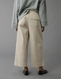 AE Stretch Paperbag Wide-Leg Crop Pant