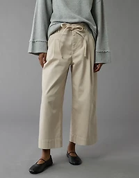 AE Stretch Paperbag Wide-Leg Crop Pant
