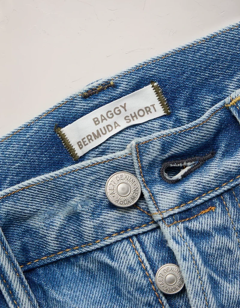 AE77 Premium Super High-Waisted Baggy Bermuda Denim Short