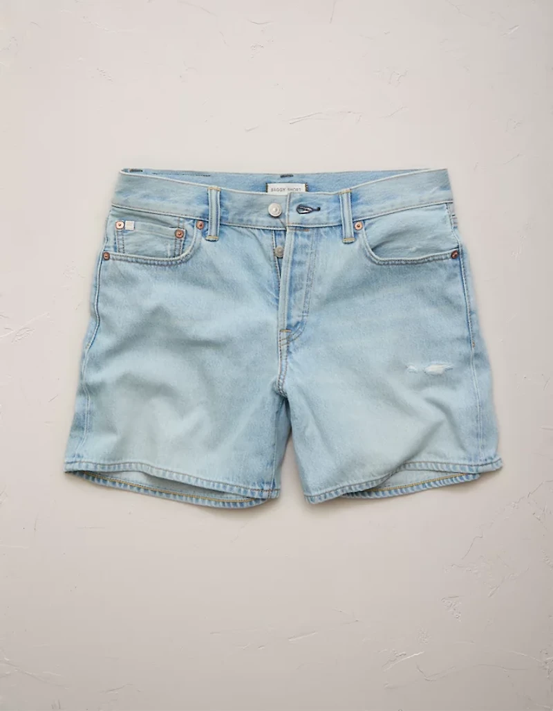 Short en denim ample à taille basse de 5 po haut gamme AE77