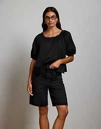 AE77 Premium Super High-Waisted Baggy Bermuda Denim Short