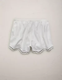 Short à enfiler en mélange de lin brodé AE77