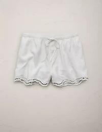 Short à enfiler en mélange de lin brodé AE77