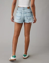 Short maman déchiré en denim extensible et rigide AE