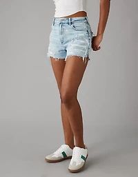 Short maman déchiré en denim extensible et rigide AE