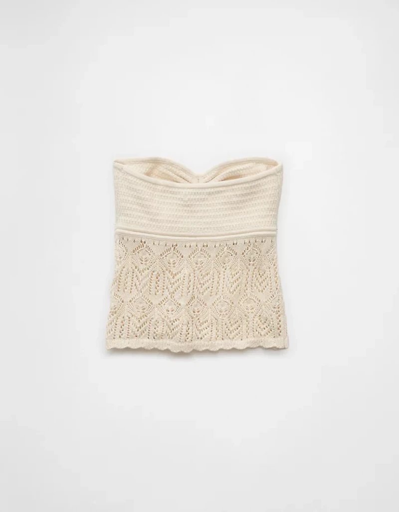 AE Cropped Crochet Tube Top