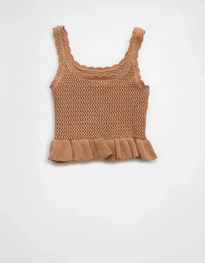 AE Crochet Peplum Tank Top