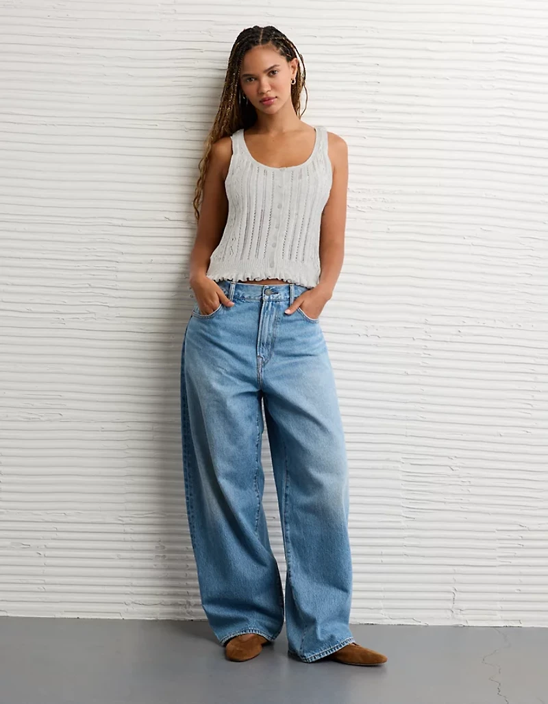 AE Pointelle Peplum Sweater Tank Top