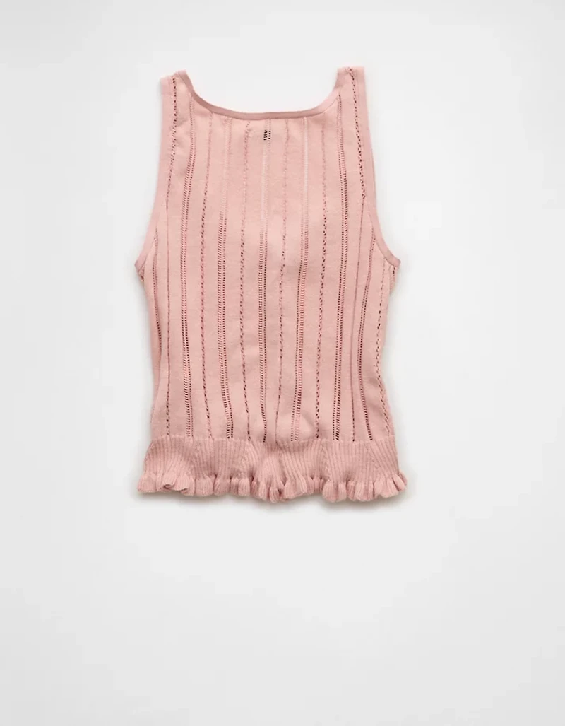 AE Pointelle Peplum Sweater Tank Top