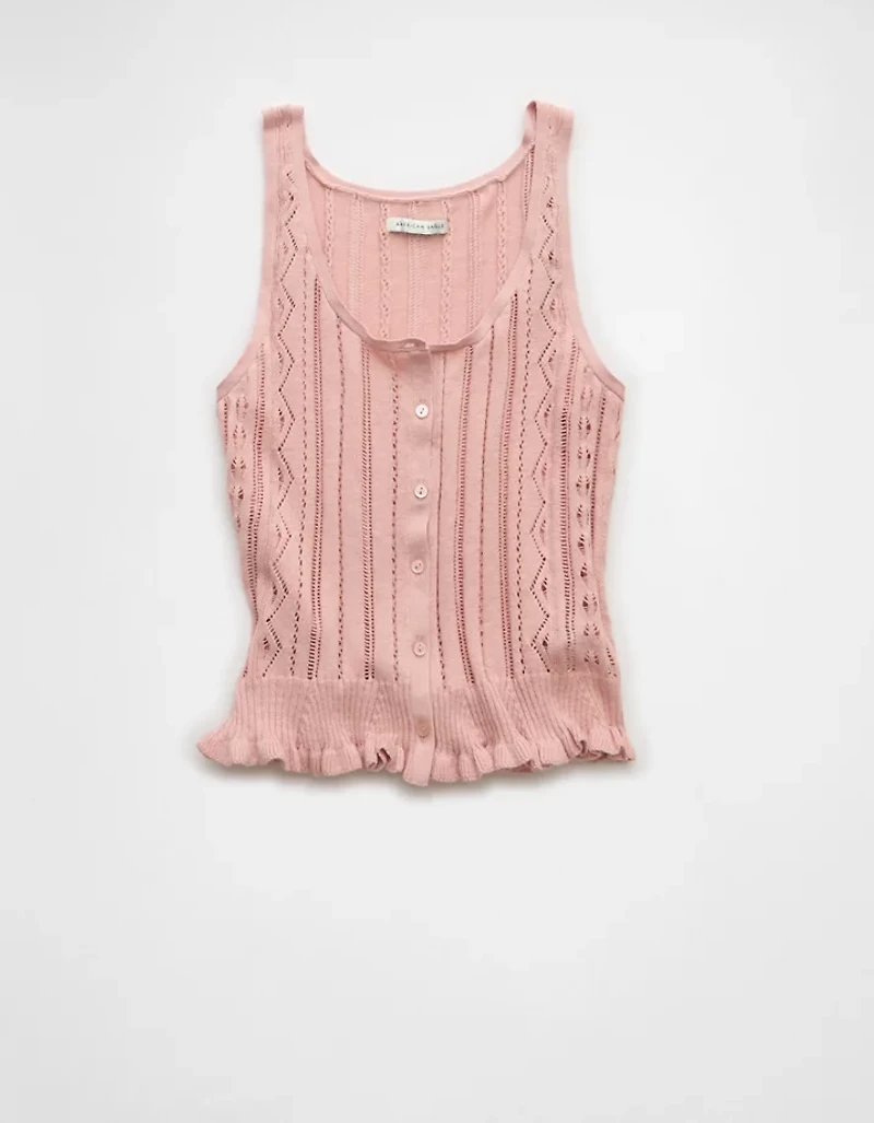 AE Pointelle Peplum Sweater Tank Top