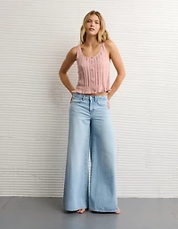 AE Pointelle Peplum Sweater Tank Top