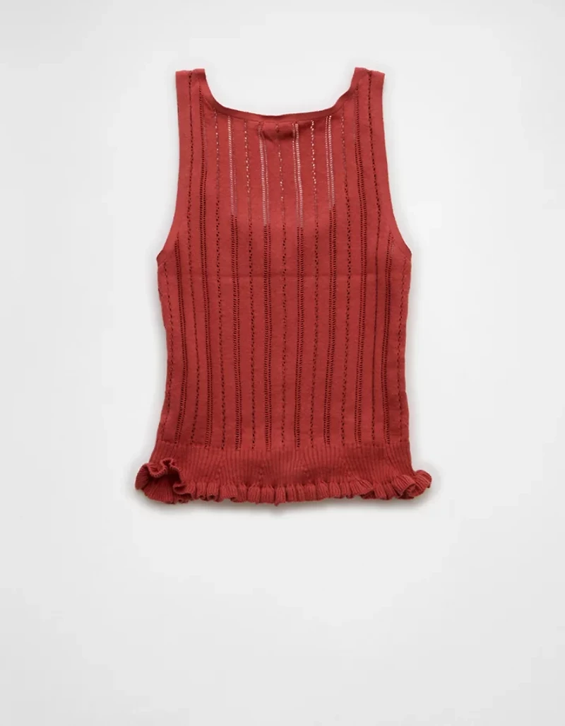 AE Pointelle Peplum Sweater Tank Top