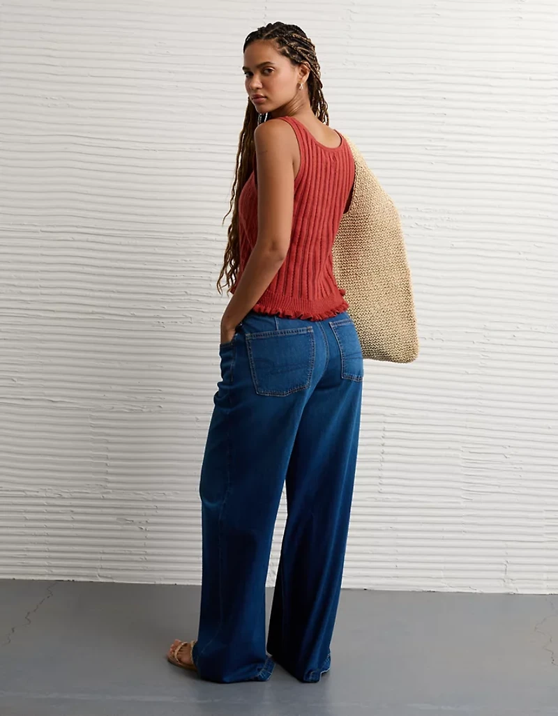 AE Pointelle Peplum Sweater Tank Top