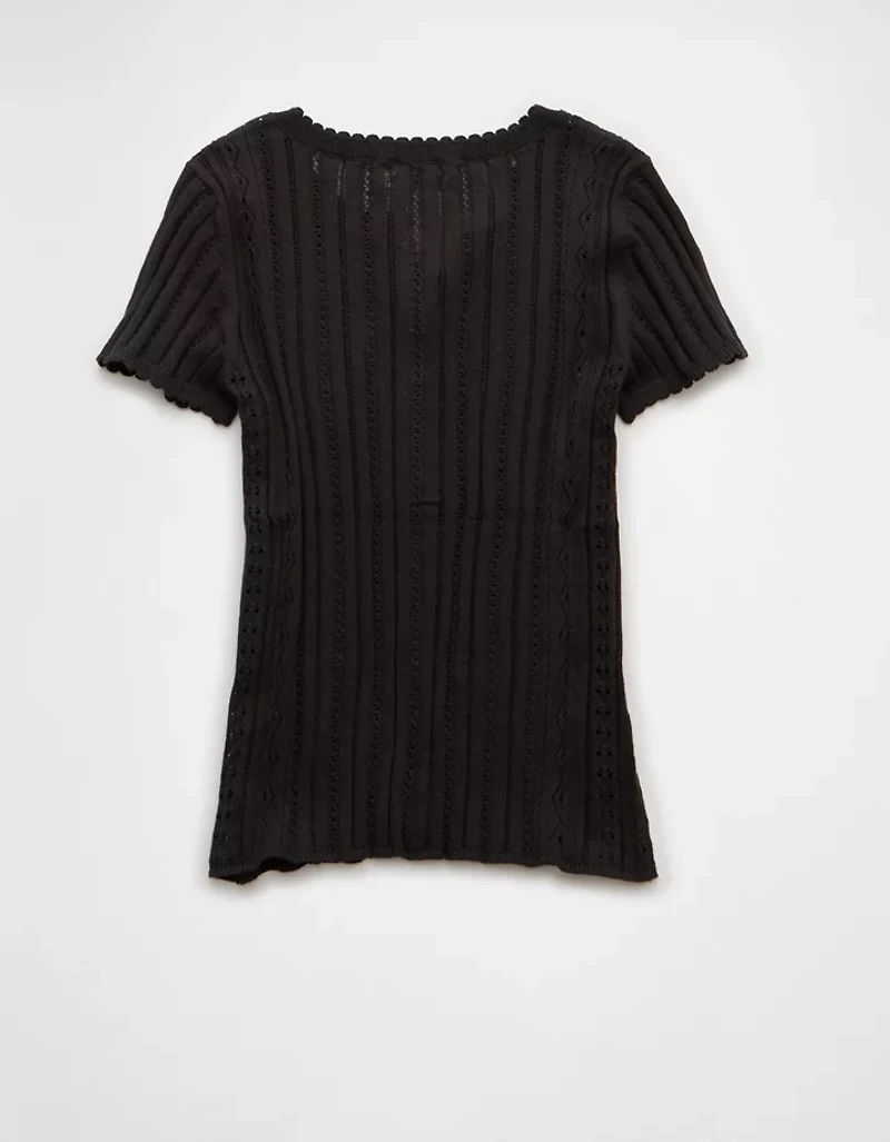 AE Henley Pointelle Sweater T-Shirt
