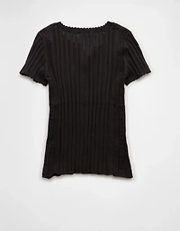 AE Henley Pointelle Sweater T-Shirt