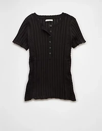 AE Henley Pointelle Sweater T-Shirt