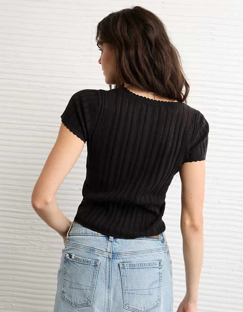 AE Henley Pointelle Sweater T-Shirt