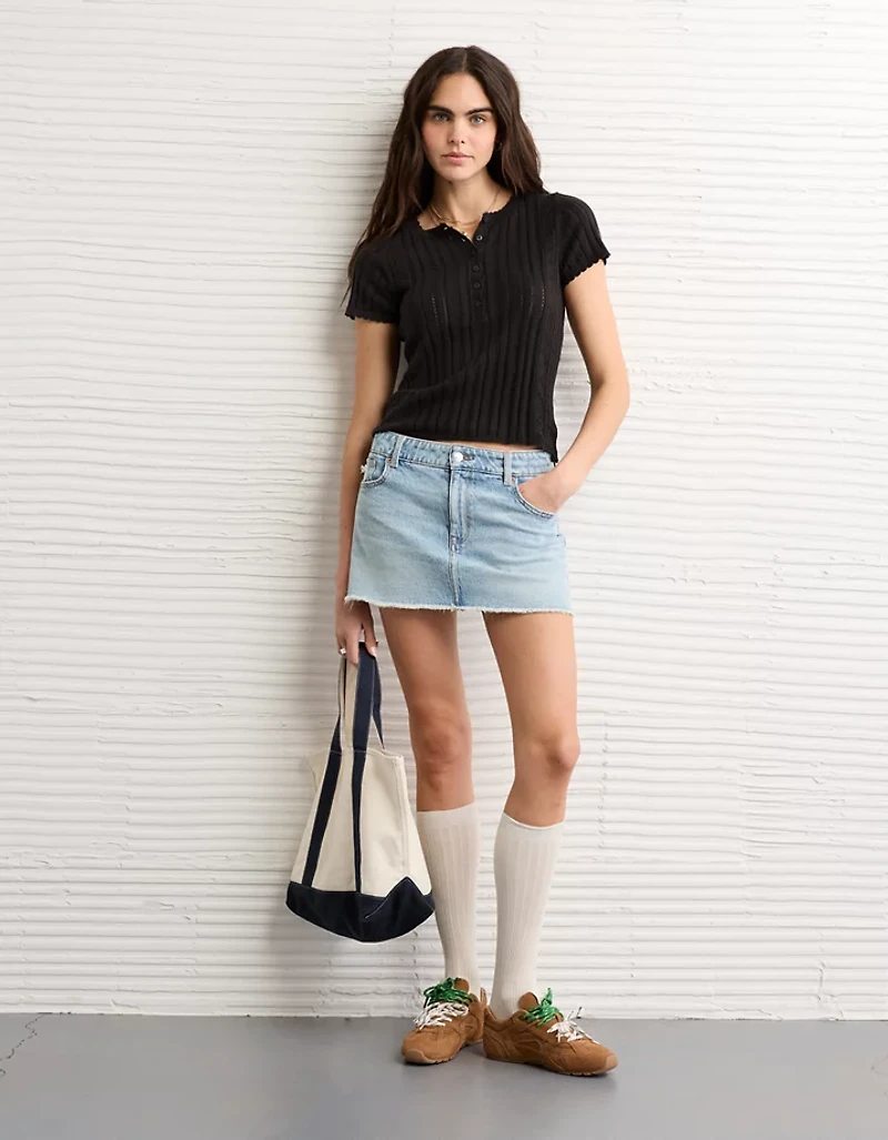 AE Henley Pointelle Sweater T-Shirt