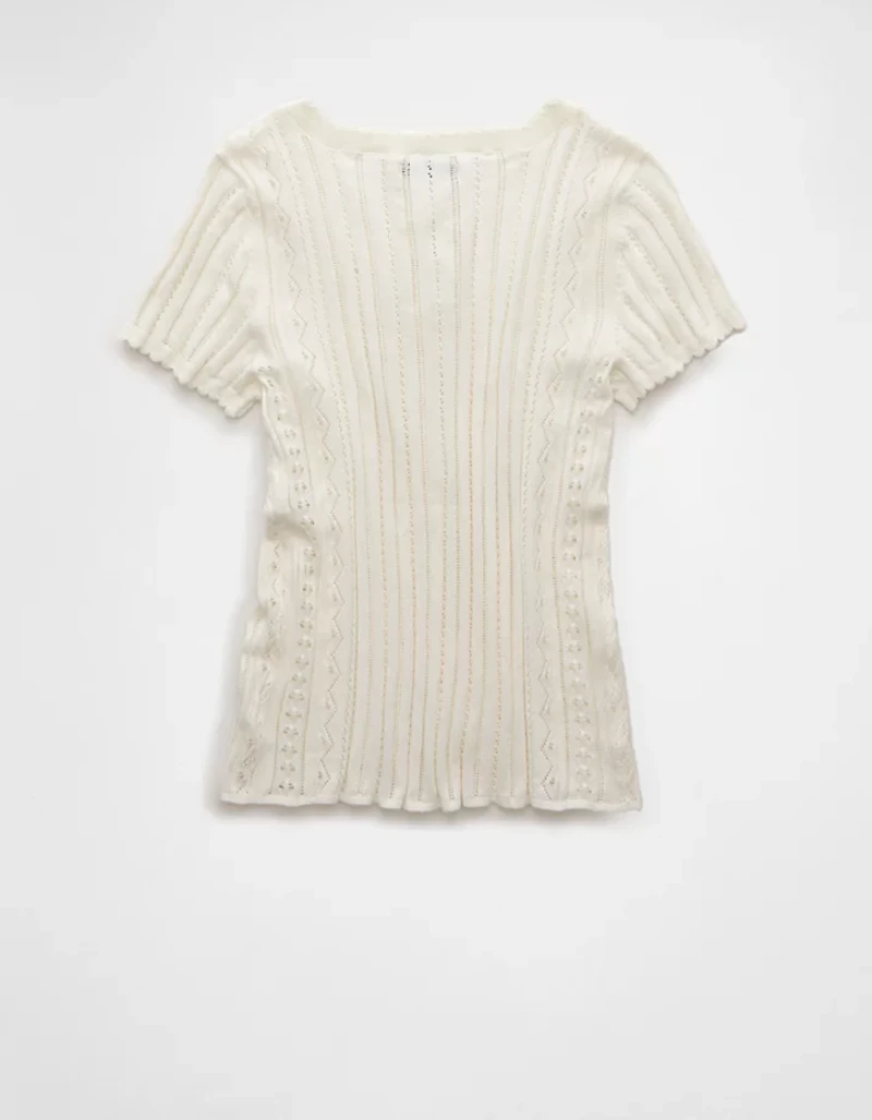 AE Henley Pointelle Sweater T-Shirt