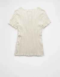 AE Henley Pointelle Sweater T-Shirt