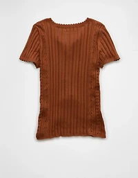 AE Henley Pointelle Sweater T-Shirt