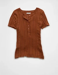 AE Henley Pointelle Sweater T-Shirt