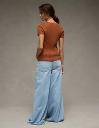 AE Henley Pointelle Sweater T-Shirt
