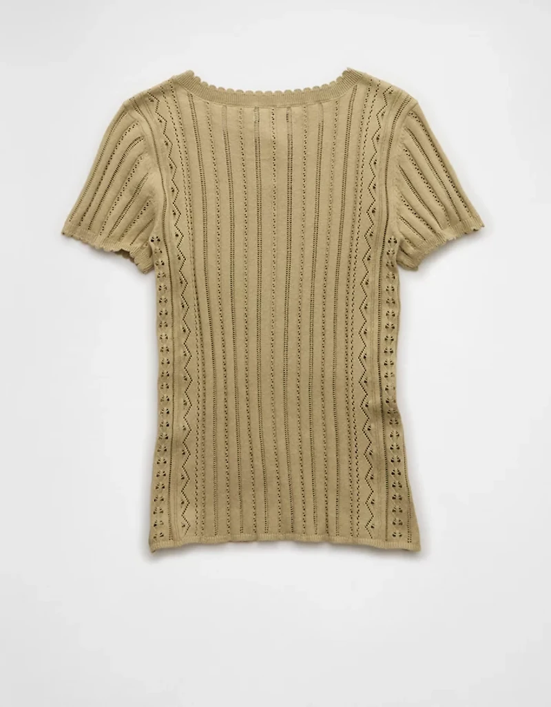 AE Henley Pointelle Sweater T-Shirt