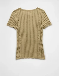 AE Henley Pointelle Sweater T-Shirt