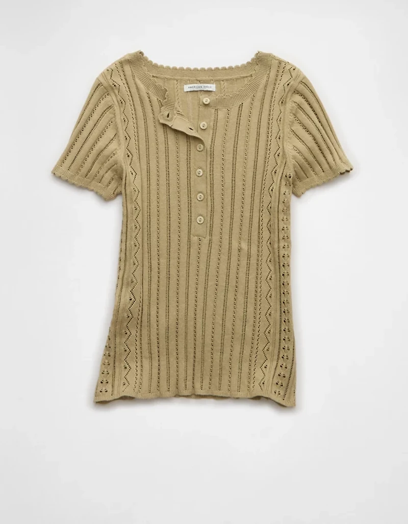 AE Henley Pointelle Sweater T-Shirt