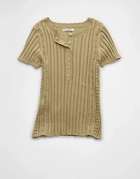 AE Henley Pointelle Sweater T-Shirt