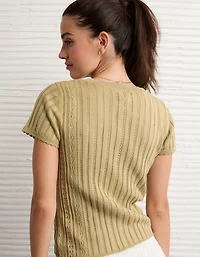 AE Henley Pointelle Sweater T-Shirt