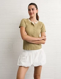 AE Henley Pointelle Sweater T-Shirt