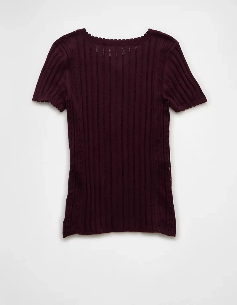 AE Henley Pointelle Sweater T-Shirt