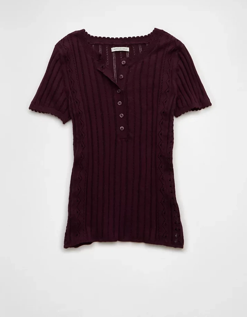 AE Henley Pointelle Sweater T-Shirt