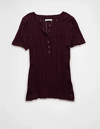 AE Henley Pointelle Sweater T-Shirt