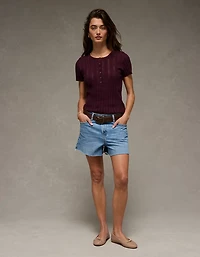 AE Henley Pointelle Sweater T-Shirt
