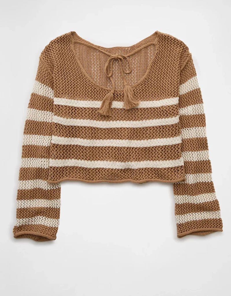 AE Off The Shoulder Crochet Sweater