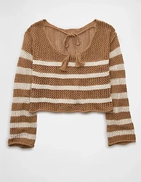 AE Off The Shoulder Crochet Sweater