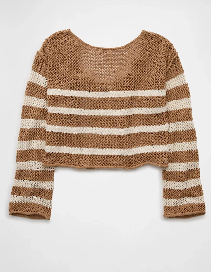 AE Off The Shoulder Crochet Sweater