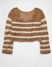 AE Off The Shoulder Crochet Sweater