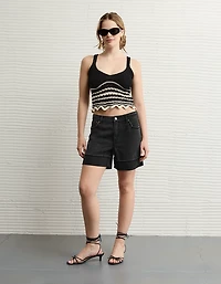 AE V-Neck Pointelle Striped Tank Top