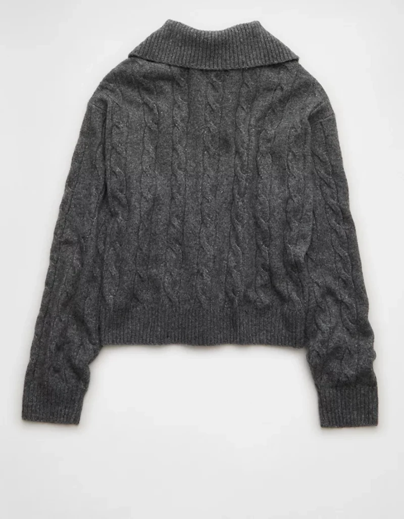 AE Cable-Knit Quarter-Zip Sweater