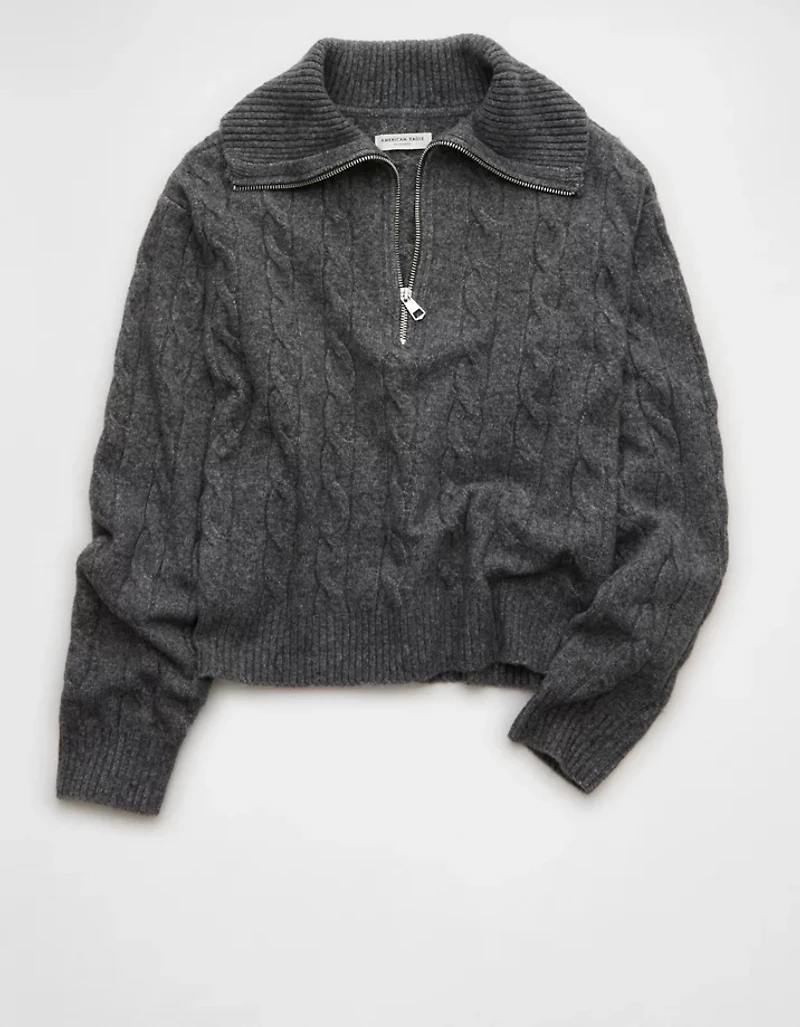 AE Cable-Knit Quarter-Zip Sweater