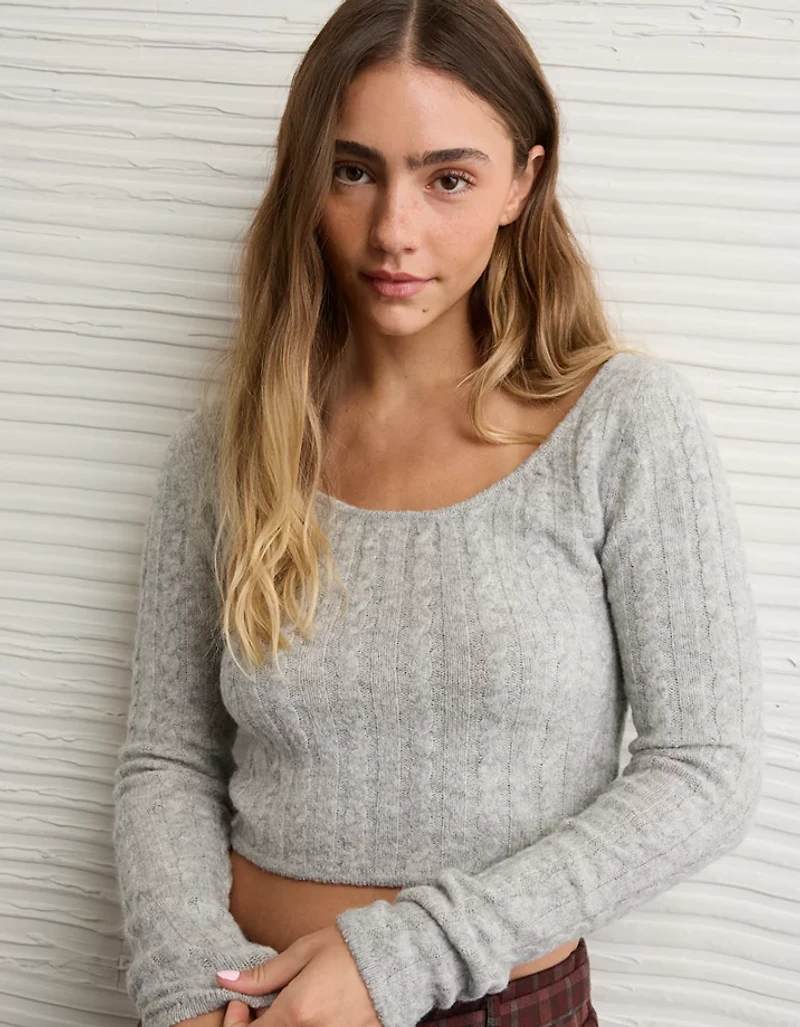 AE Whoa So Soft Cropped Scoop Neck Sweater